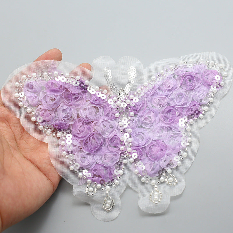 Wholesale Colorful flower butterfly cloth patch embroidery beads